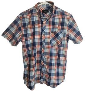Brixton Shirt Men M Plaid Button Lightweight Breathable Skater Grunge Casual